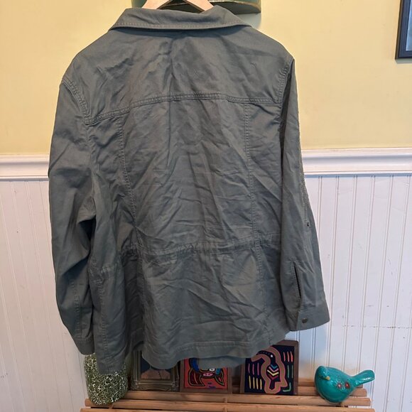 Talbots Womens Utility Jacket 3X Embroidered Sleeves Button Pockets - Picture 2 of 6